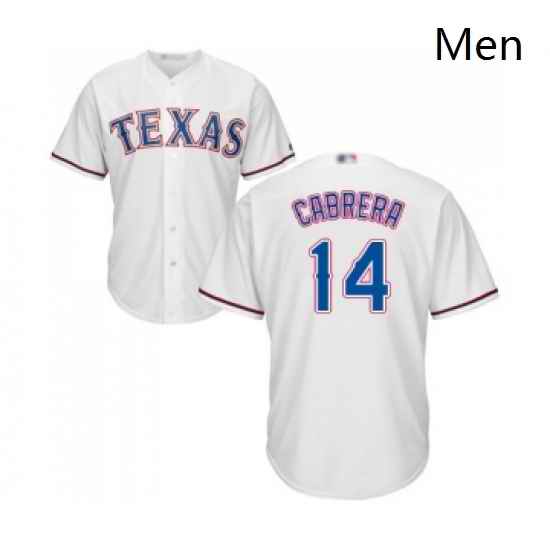 Mens Texas Rangers 14 Asdrubal Cabrera Replica White Home Cool Base Baseball Jersey